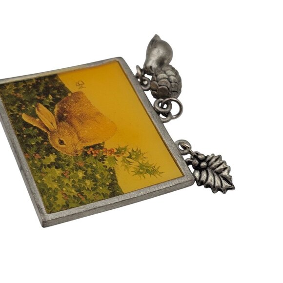 Vtg Bunny Rabbit Brooch Pin Nature Signed Marjoelin Bastin Rustic Charm Whimsy - Picture 7 of 10